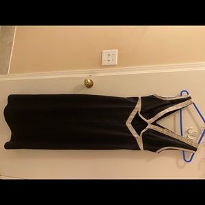 urban outfitters long silky dress with lace accent